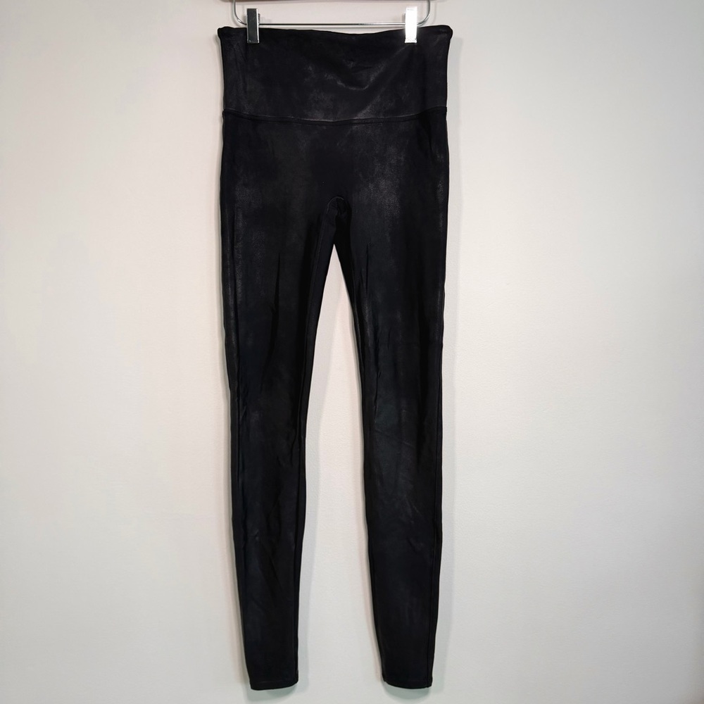 SPANX Faux Leather Black Leggings Size XL